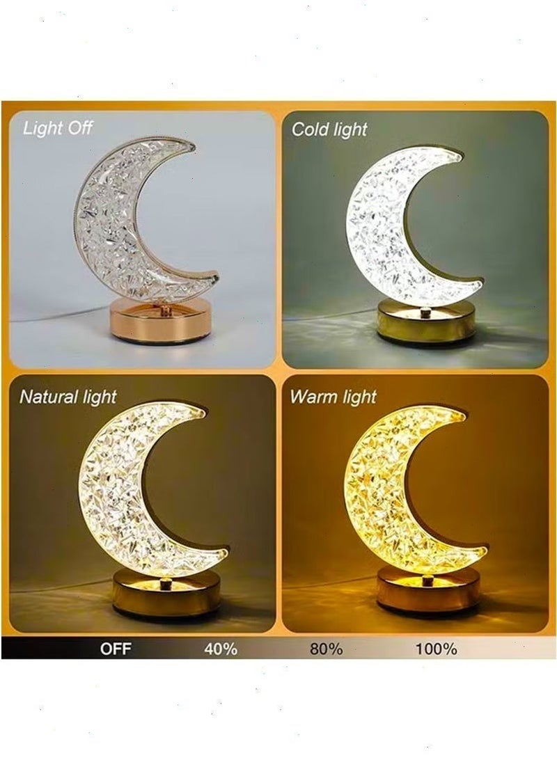 زينة رمضان، أضواء رمضان، زينة مصابيح رمضان مصباح ليلي على شكل قمر بلوري LED، مصباح ليلي يعمل باللمس لغرفة النوم وغرفة المعيشة - Image 3